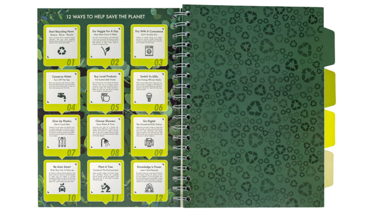Projectboek Pukka Recycled B5 lijn 4-tabs 200 pagina's 80gr groen