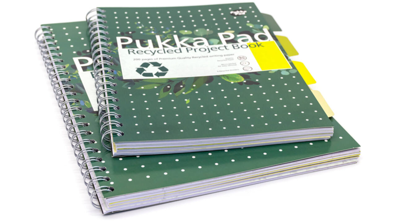 Projectboek Pukka Recycled B5 lijn 4-tabs 200 pagina's 80gr groen