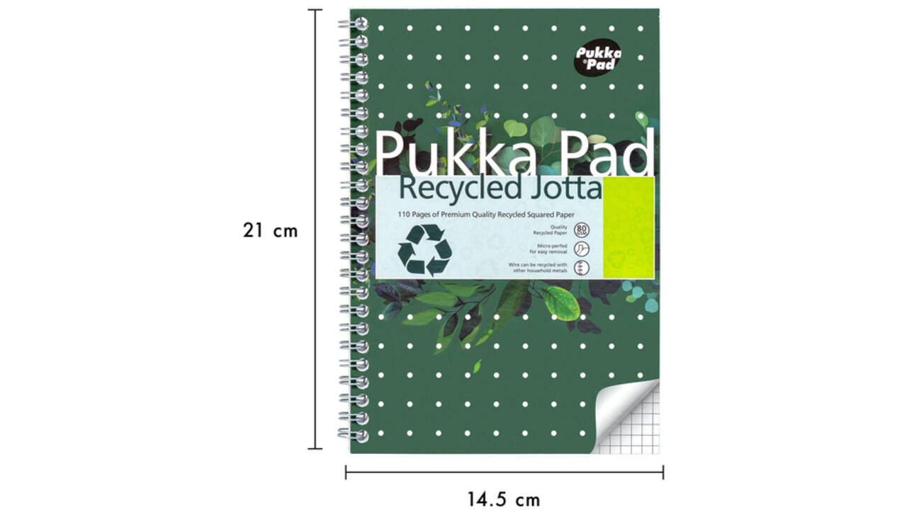 Notitieboek Pukka Jotta A5 ruit 5x5mm 110 pagina's 80gr groen
