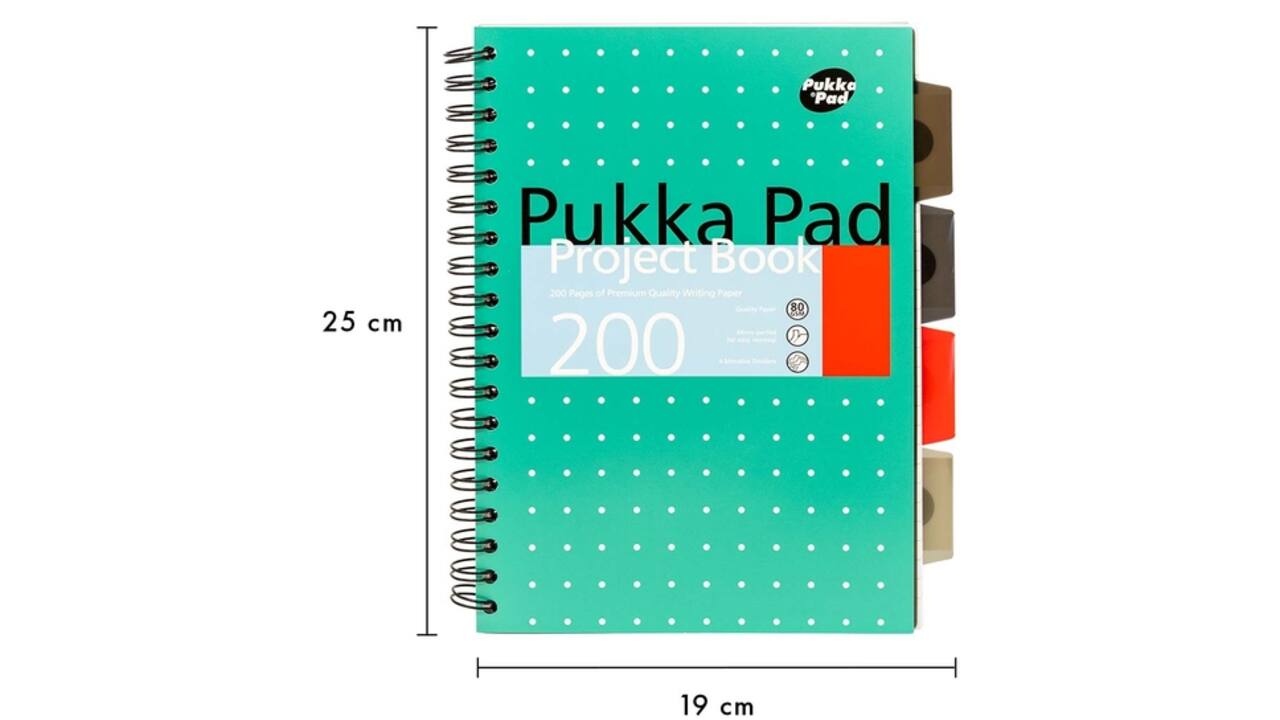 Projectboek Pukka Metallic B5 lijn 4-tabs 200 pagina's 80gr groen