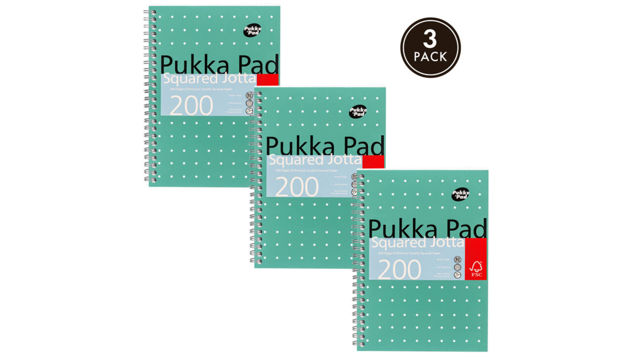 Notitieboek Pukka Jotta A5 ruit 5x5mm 200 pagina's 80gr groen