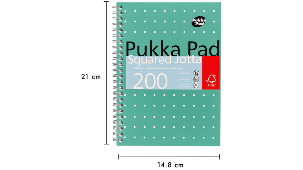 Notitieboek Pukka Jotta A5 ruit 5x5mm 200 pagina's 80gr groen