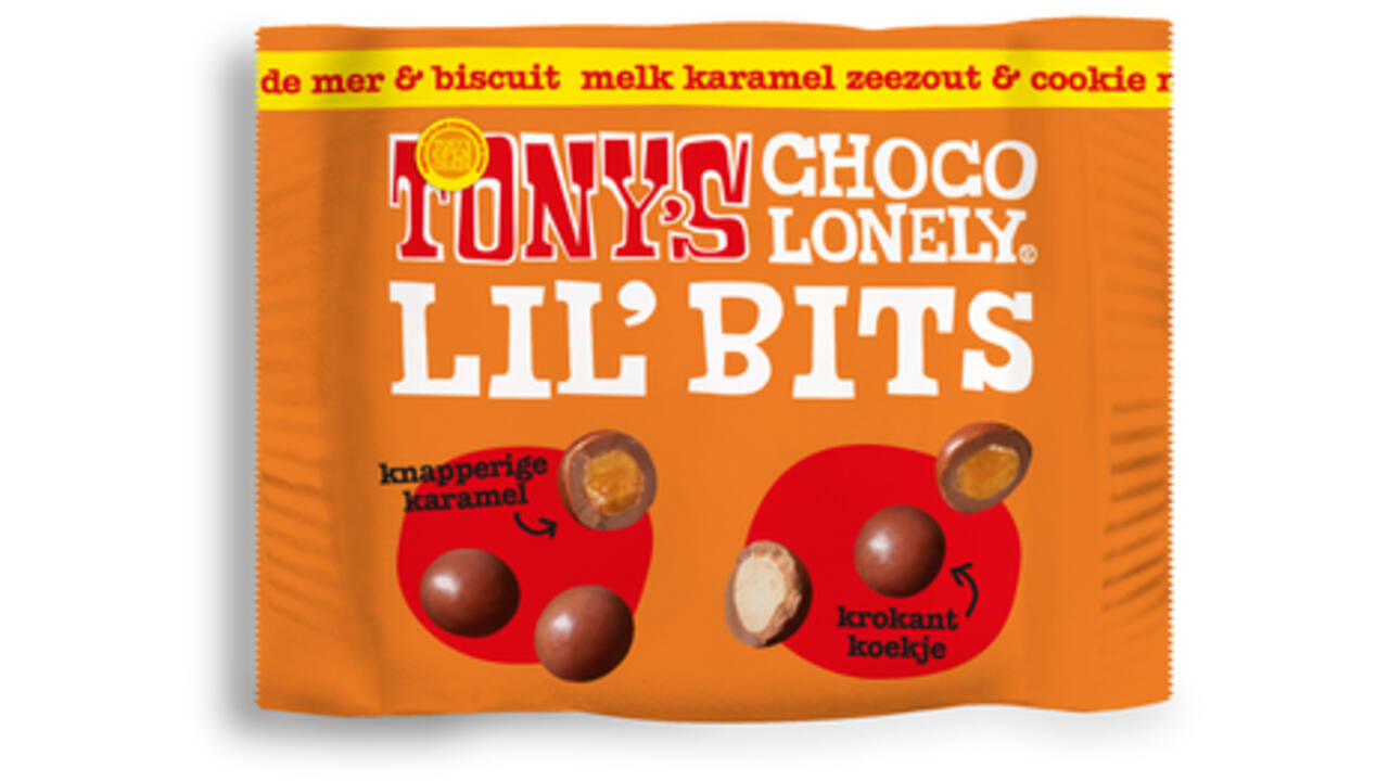 Chocolade Tony's Chocolonely Lil'Bits karamel zeezout & cookie mix 40 gram