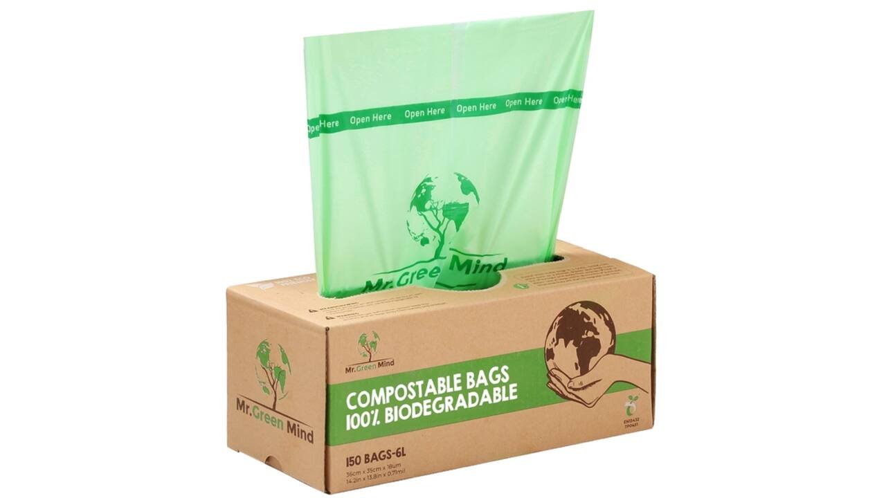 Afvalzak bio Mr.Green Mind 36x35cm 6 liter dispenser 150 stuks