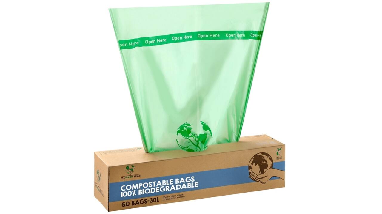 Afvalzak bio Mr.Green Mind 54x72cm 30 liter dispenser 60 stuks
