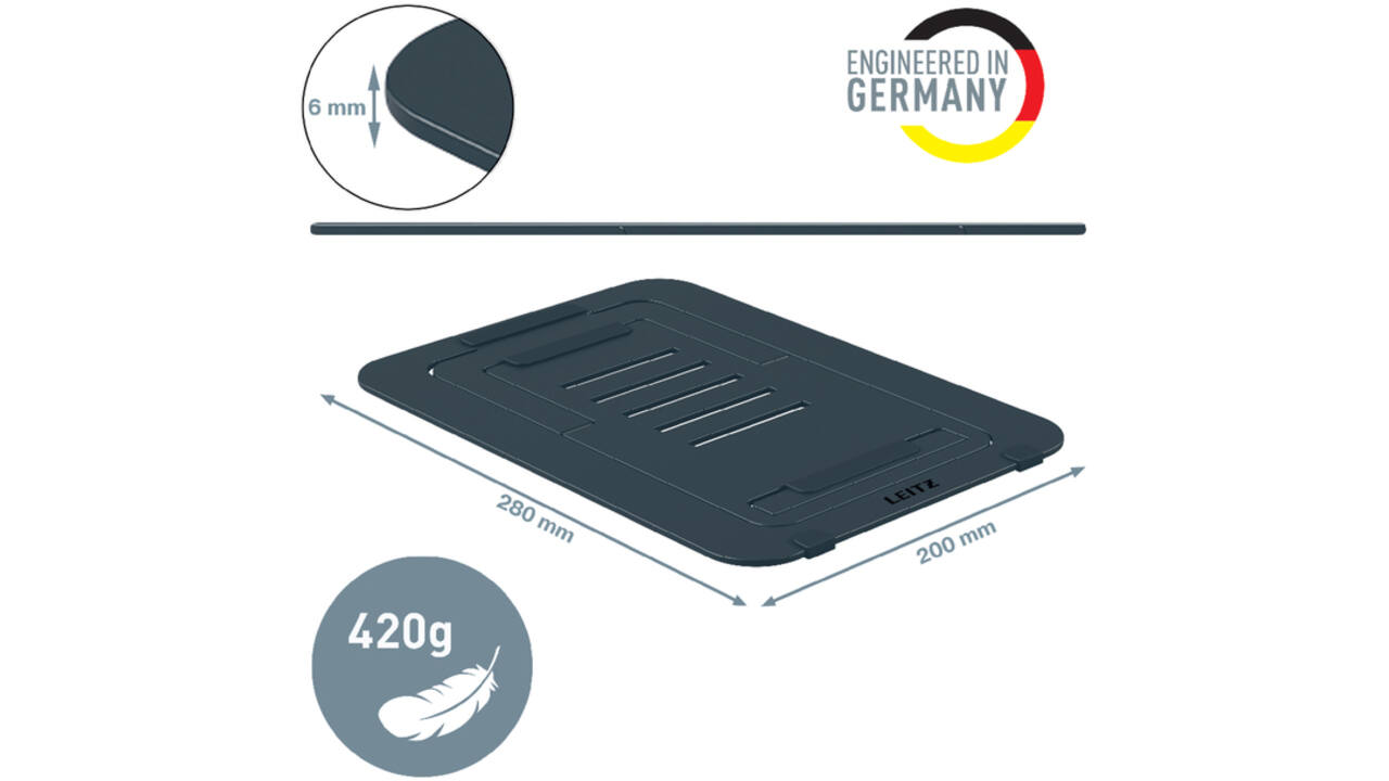 Laptopstandaard Leitz Ergo Aluminium plat verstelbaar