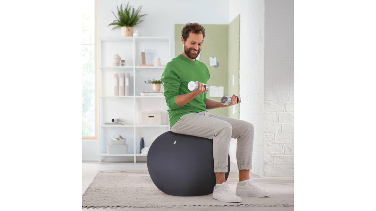 Actieve zitbal Leitz Ergo 55cm anti-rol donkergrijs