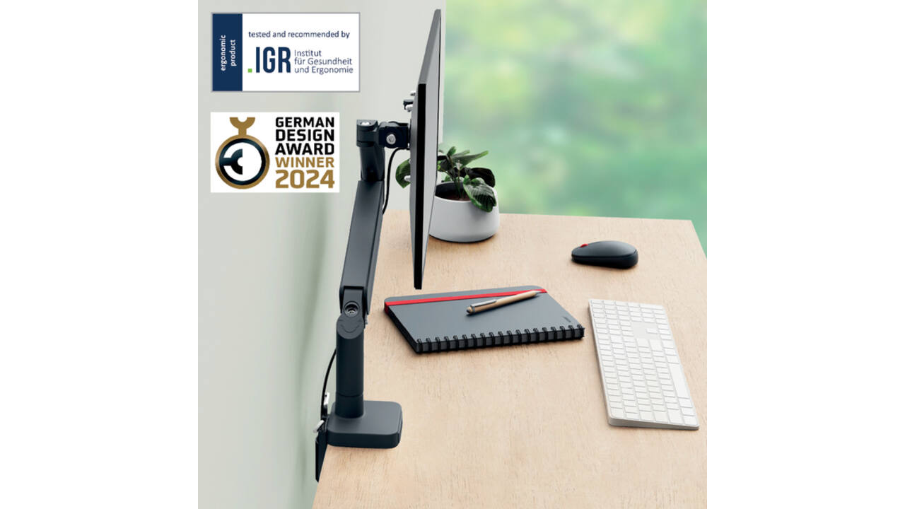 Monitorarm Leitz Ergo ruimtebesparend enkele monitorarm