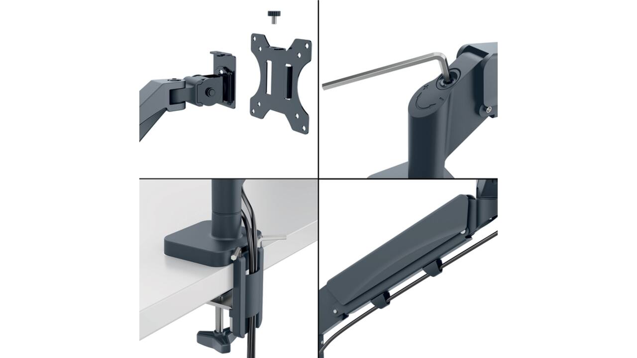 Monitorarm Leitz Ergo ruimtebesparend dubbele monitorarm