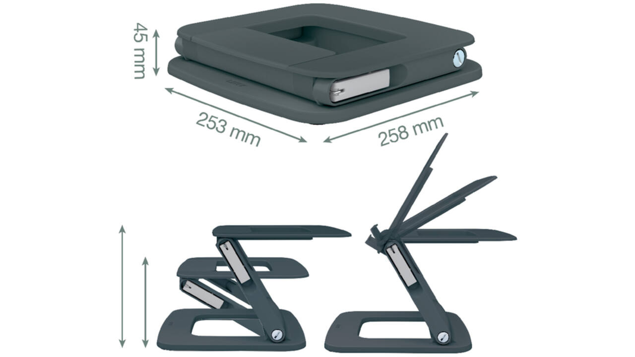 Laptopstandaard Leitz Ergo verstelbare multihoek grijs