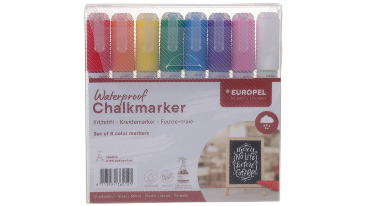 Krijtstift Europel watervast 3-6mm assorti etui 8 stuks