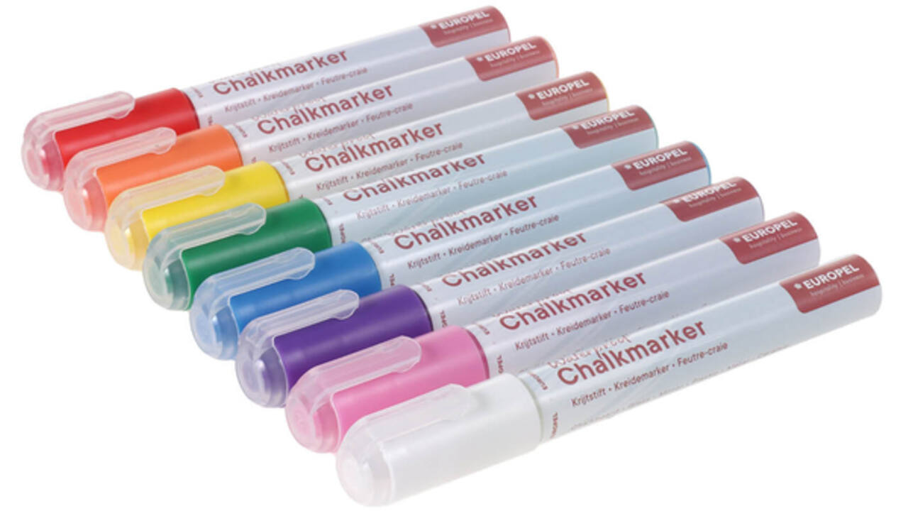 Krijtstift Europel watervast 3-6mm assorti etui 8 stuks