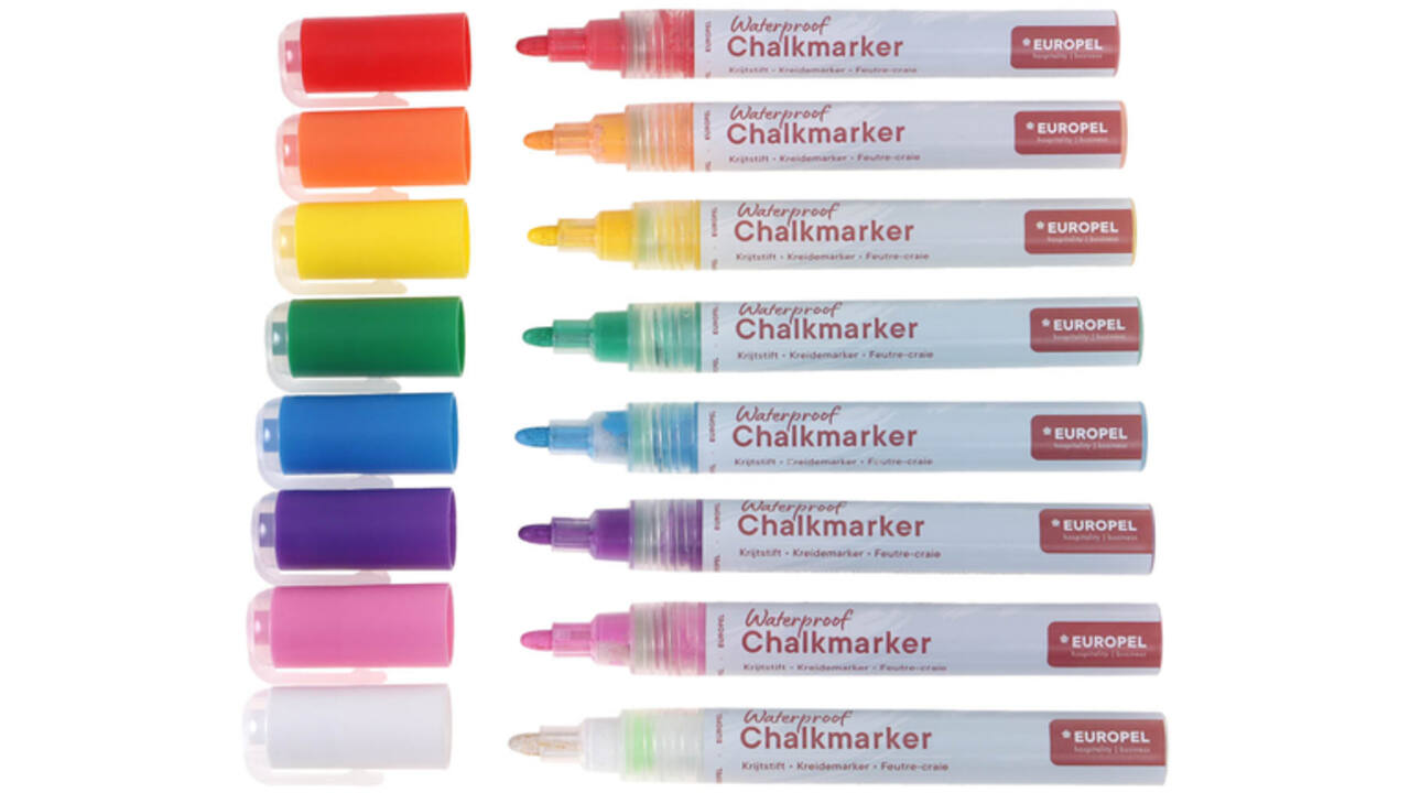 Krijtstift Europel watervast 3-6mm assorti etui 8 stuks