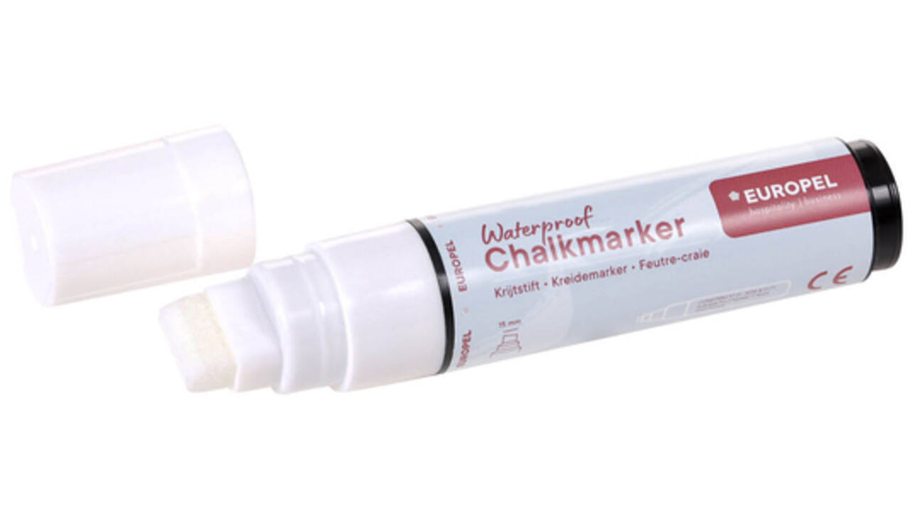 Krijtstift Europel watervast 15mm wit blister 1 stuk
