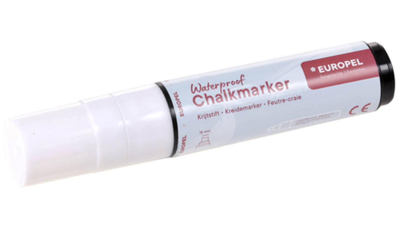 Krijtstift Europel watervast 15mm wit blister 1 stuk