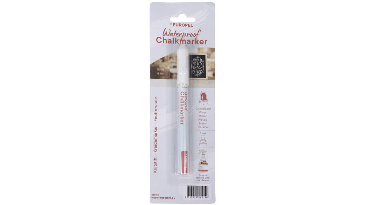Krijtstift Europel watervast 1-3mm wit blister 1 stuk