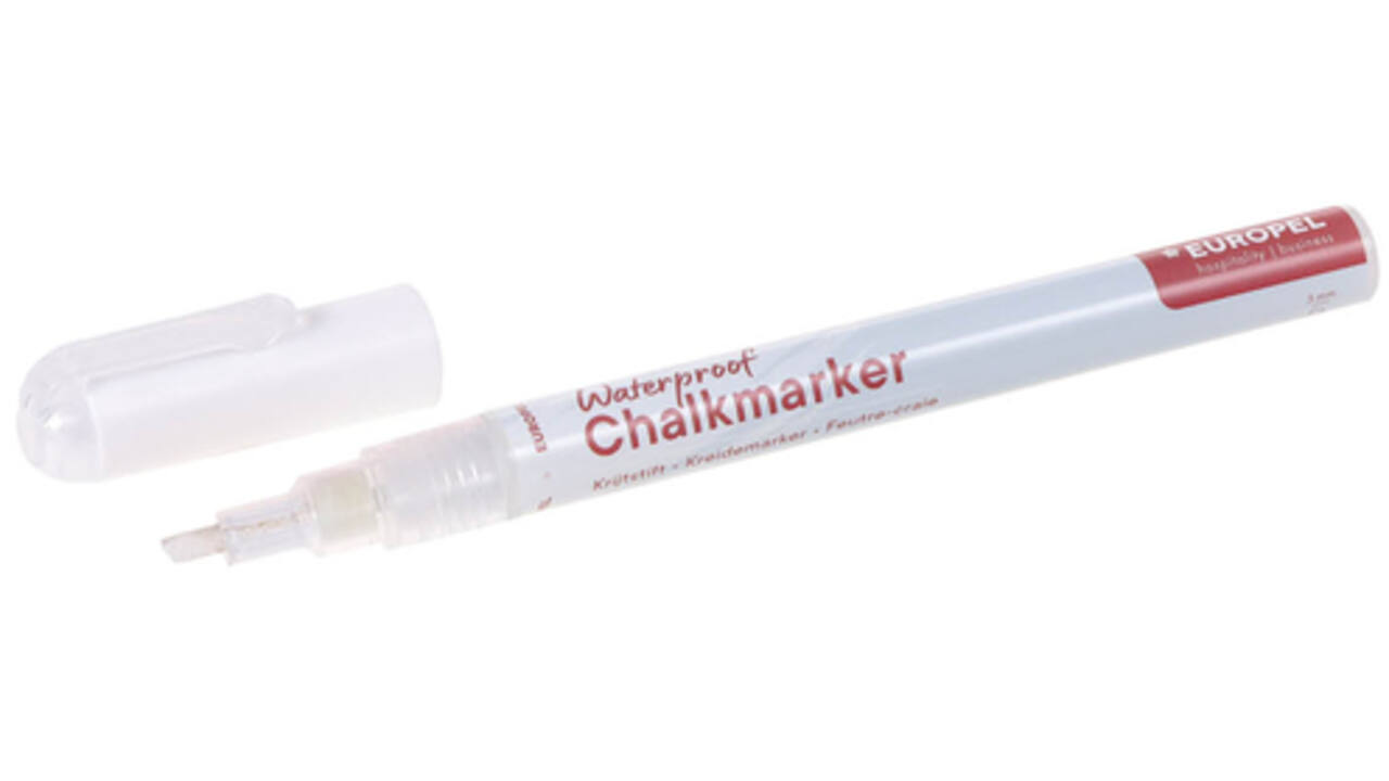 Krijtstift Europel watervast 1-3mm wit blister 1 stuk