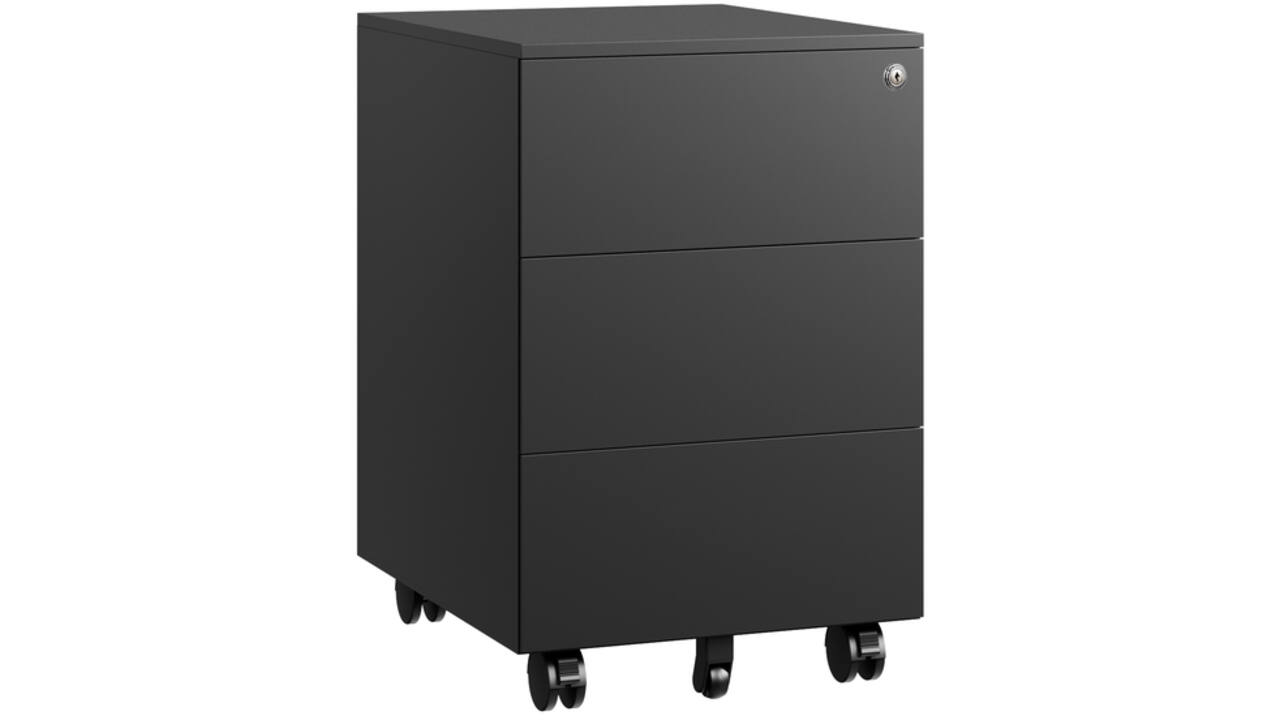 Ladeblok Euroseats 3 gelijke lade 50x39x60cm op wieltjes zwart