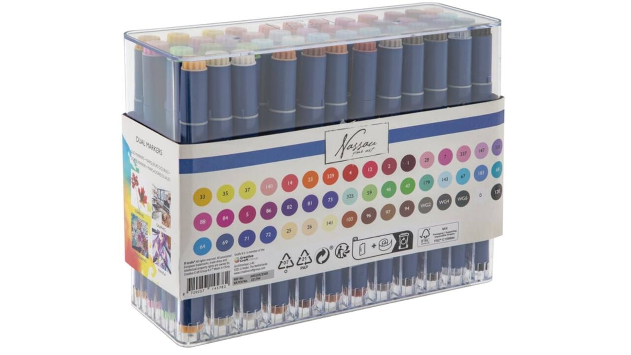 Alcoholmarkers Nassau Arts duopunt set à 48 kleuren