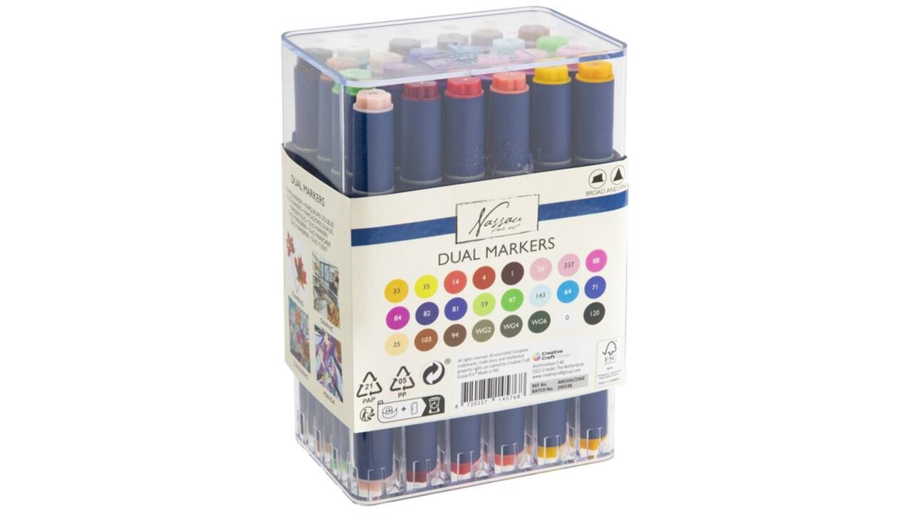 Alcoholmarkers Nassau Arts duopunt set à 24 kleuren