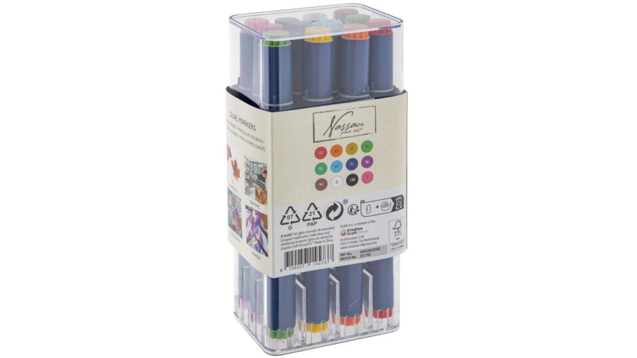Alcoholmarkers Nassau Arts duopunt set à 12 kleuren