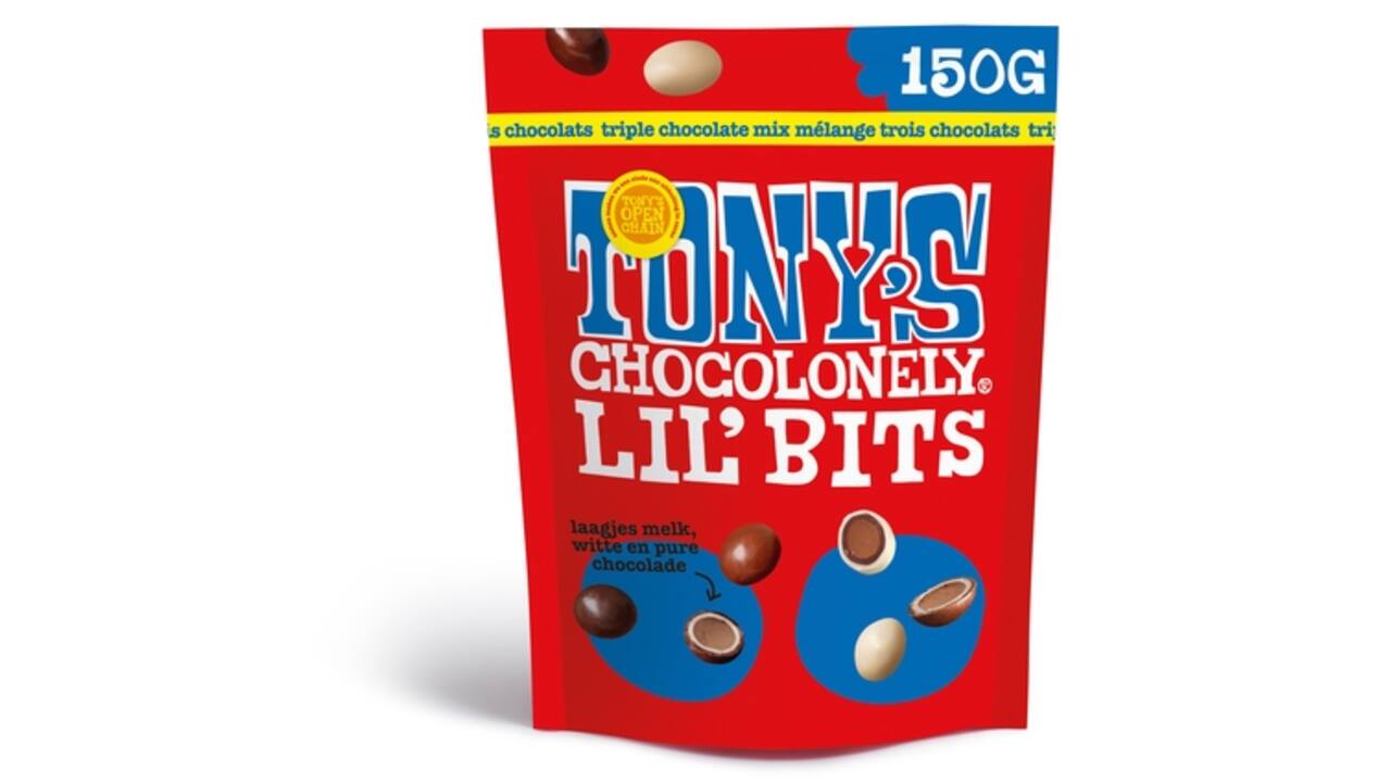 Chocolade Tony's Chocolonely Lil' Bits triple chocolate 150 gram