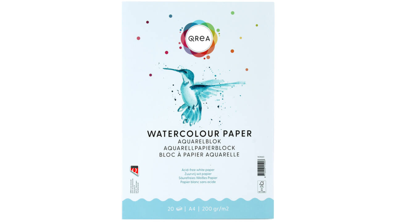 Aquarelblok Qrea A4 20vel 200gr gelijmd