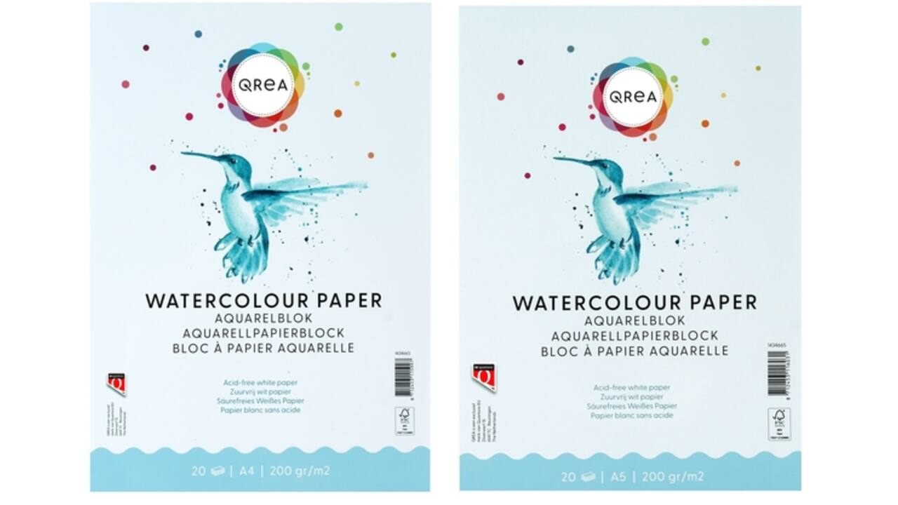 Aquarelblok Qrea A5 20vel 200gr gelijmd
