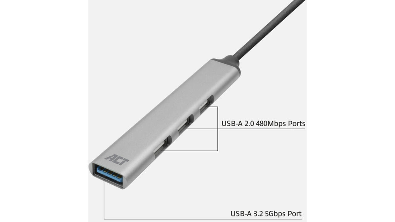 Hub ACT USB-C 3x USB-A 2.0 en 1x USB-A 3.0