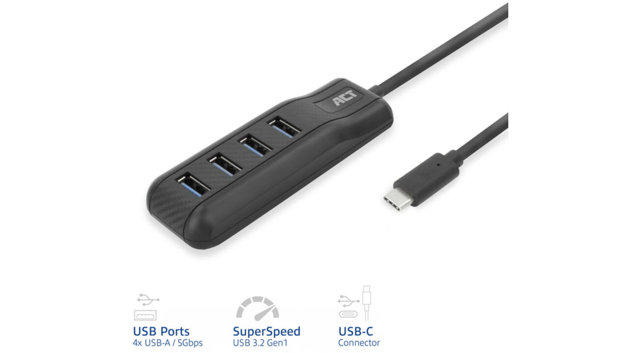 Hub ACT USB-C 3.0 4 poorts USB-A