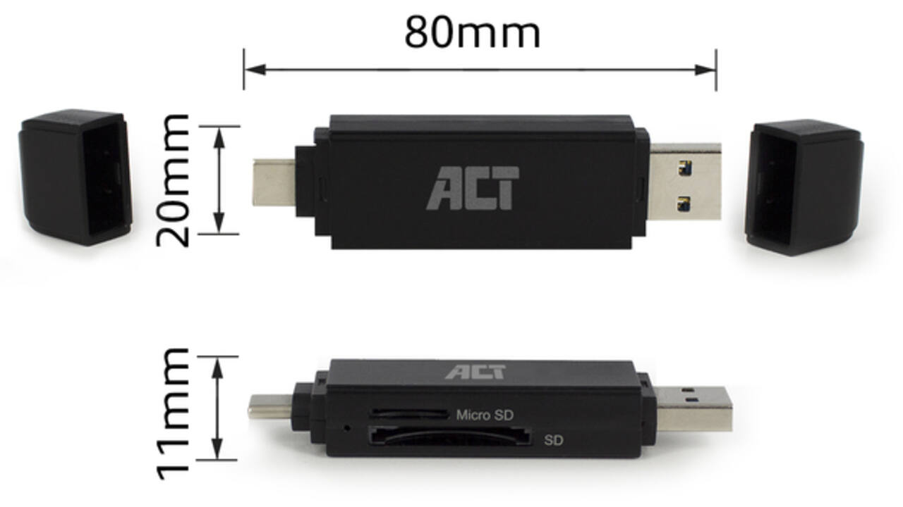 Kaartlezer ACT USB-C/USB-A 3.0