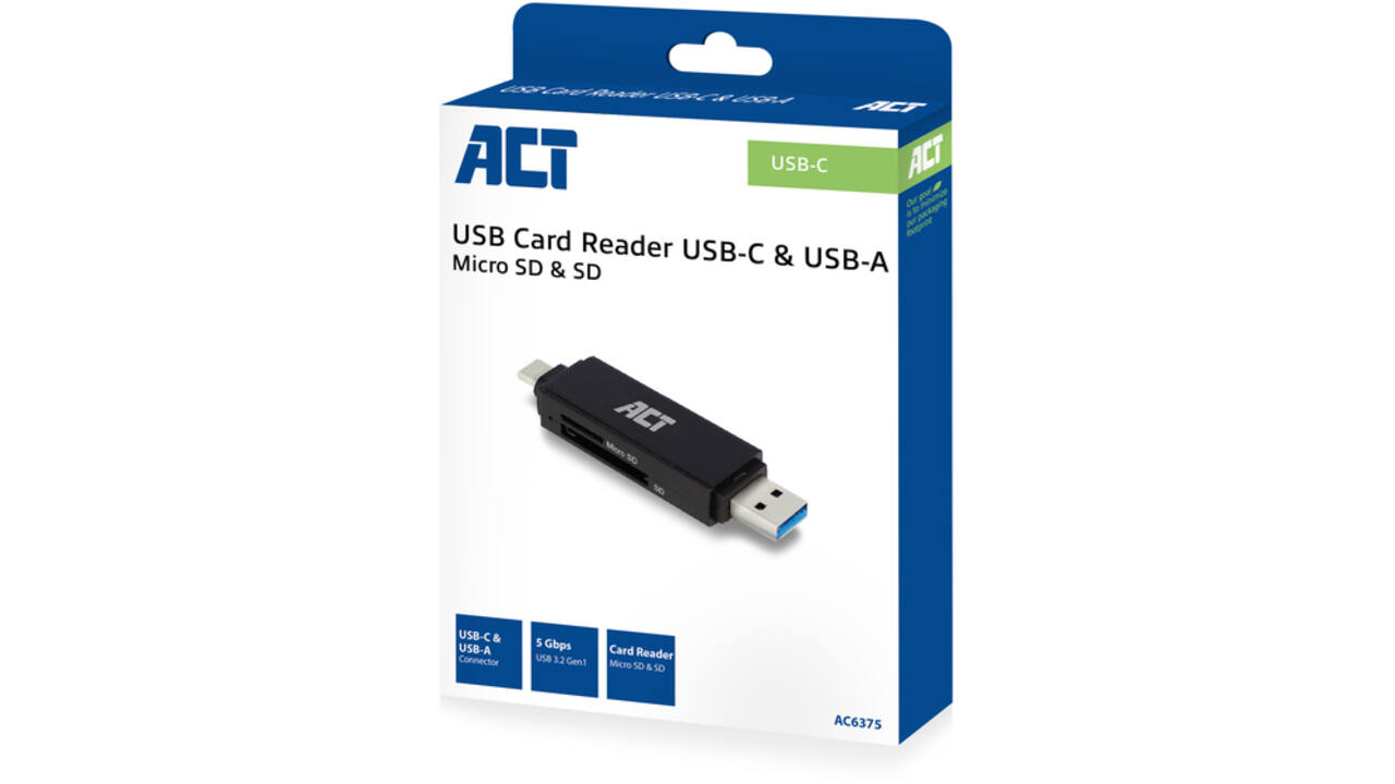 Kaartlezer ACT USB-C/USB-A 3.0