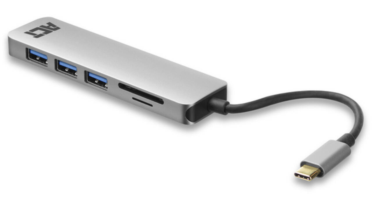 Hub ACT USB-C 3.0, 3x USB-A cardreader PD p-through