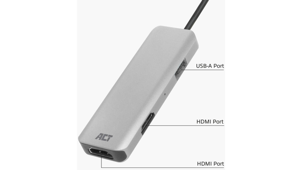 Adapter ACT USB-C 4K multiport voor 2 HDMI monitoren