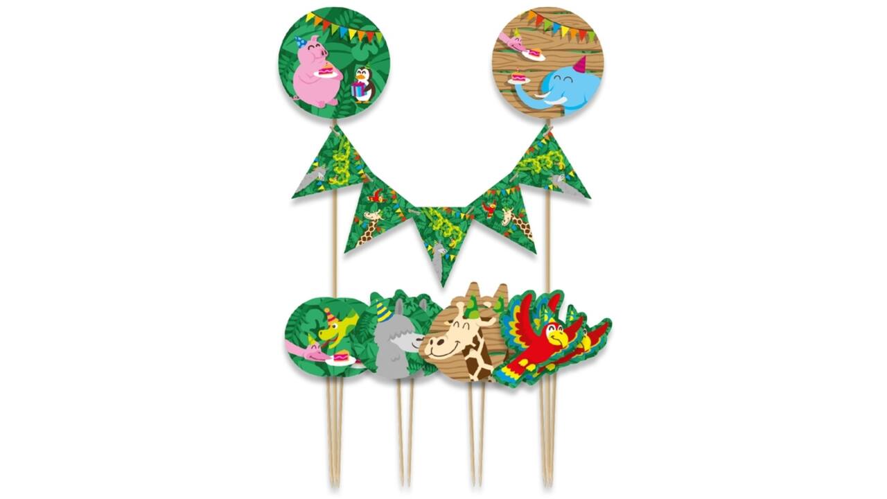 Cake decoratie Jungle 9 stuks