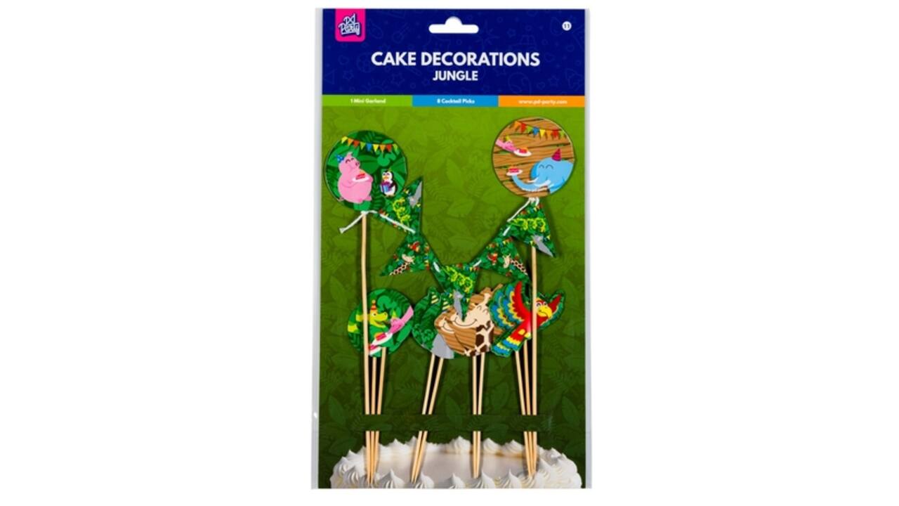 Cake decoratie Jungle 9 stuks