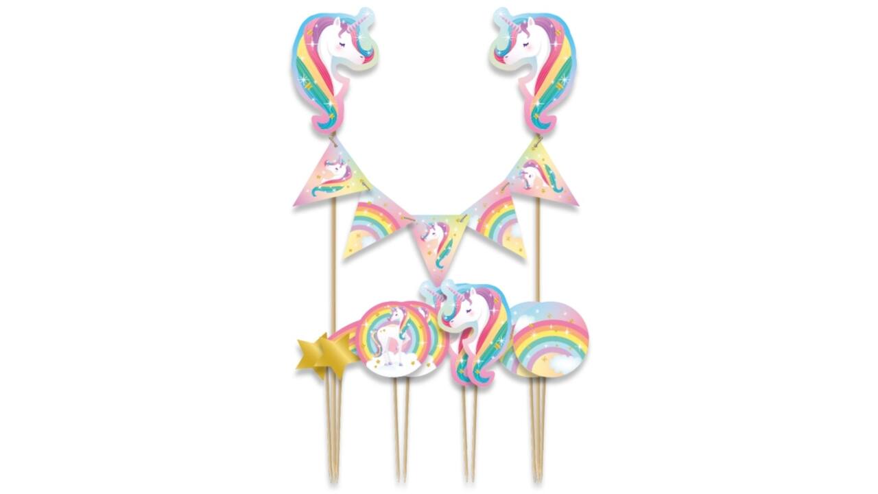 Cake decoratie Unicorn 9 stuks