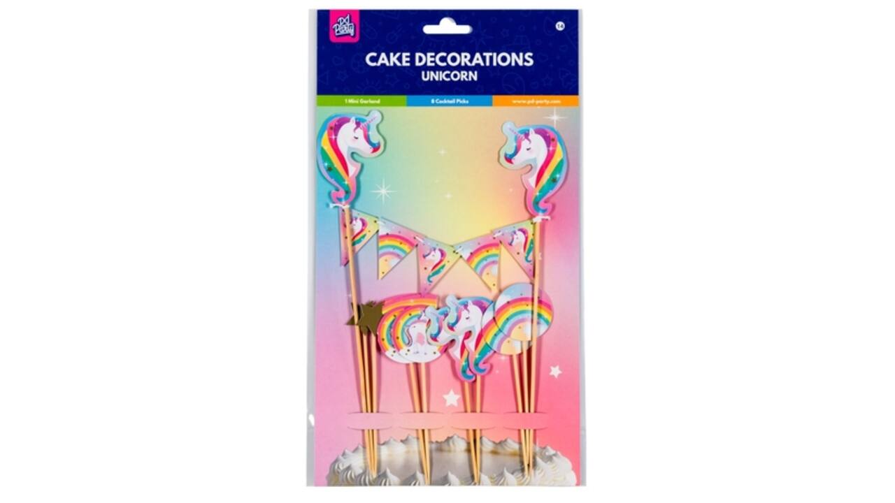 Cake decoratie Unicorn 9 stuks