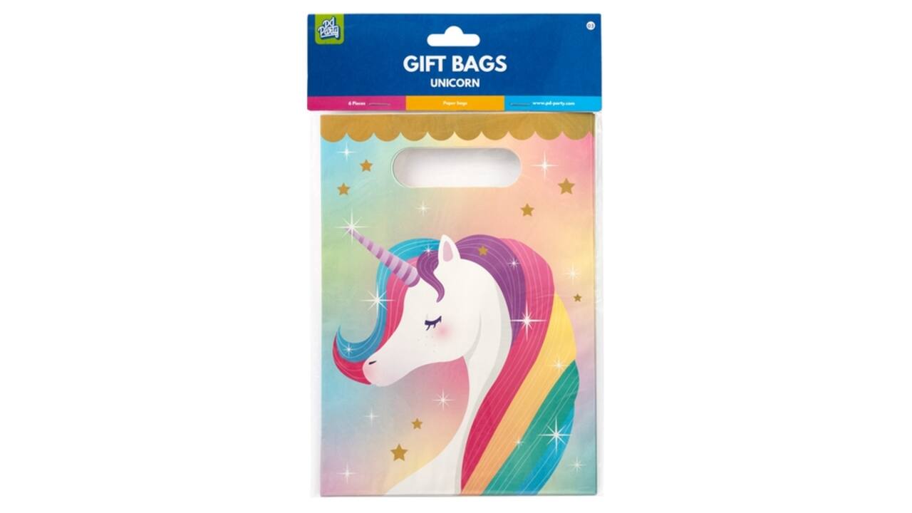 Cadeau tasjes Unicorn papier 23x16,5cm 6 stuks