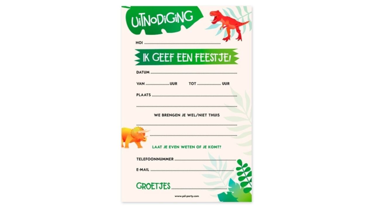 Uitnodigingskaarten Dino
