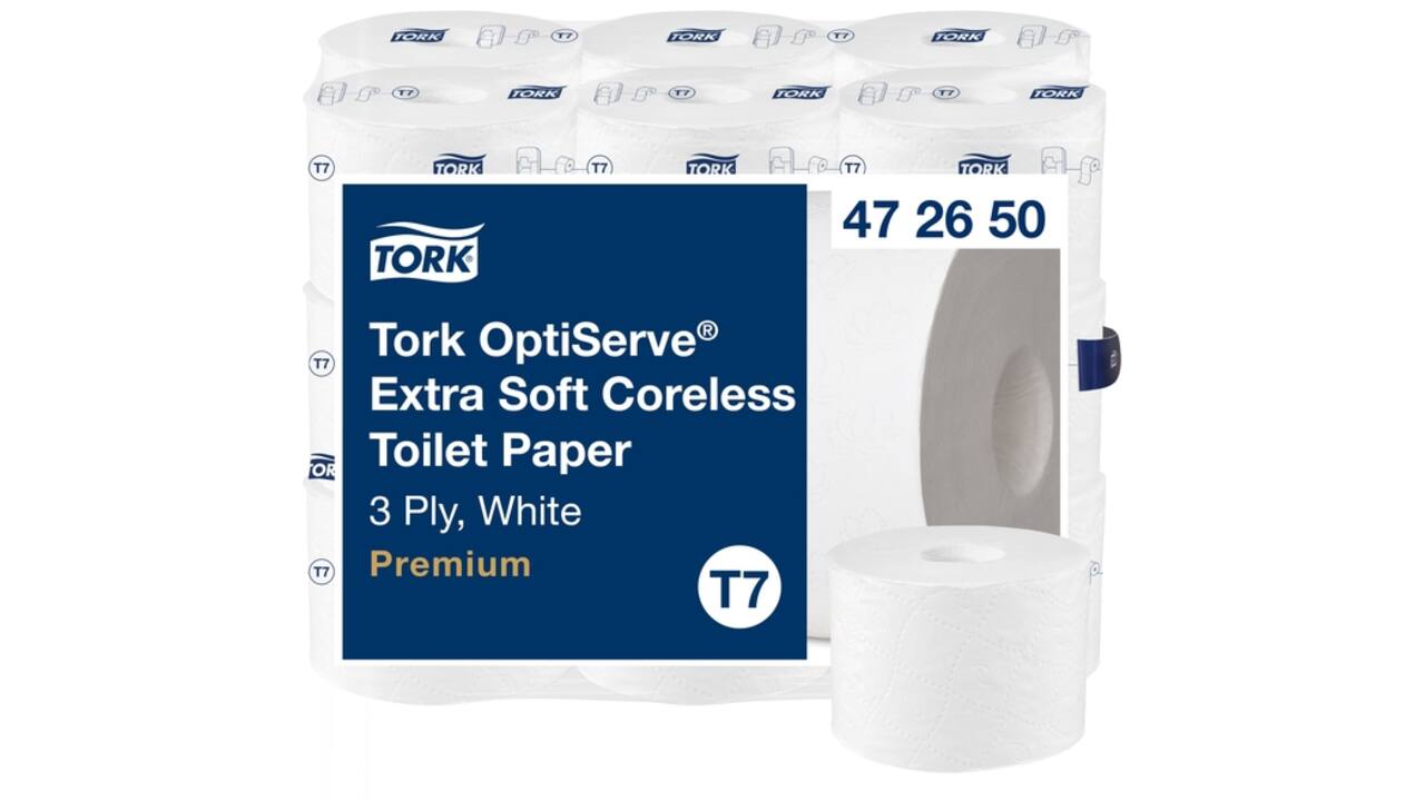 Toiletpapier Tork T7 Premium Optiserve Coreless 3-laags 63m wit 472650