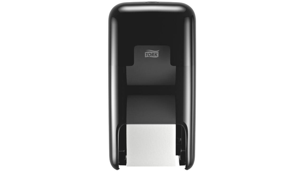 Toiletpapierdispenser Tork T7 Elevation OptiServe Coreless medium verticaal duo zwart 558042