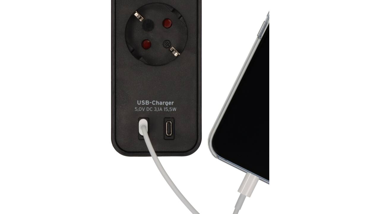 Stekkerdoos Brennenstuhl Ecolor 4 voudig inclusief 2 USB C 1.5 meter zwart