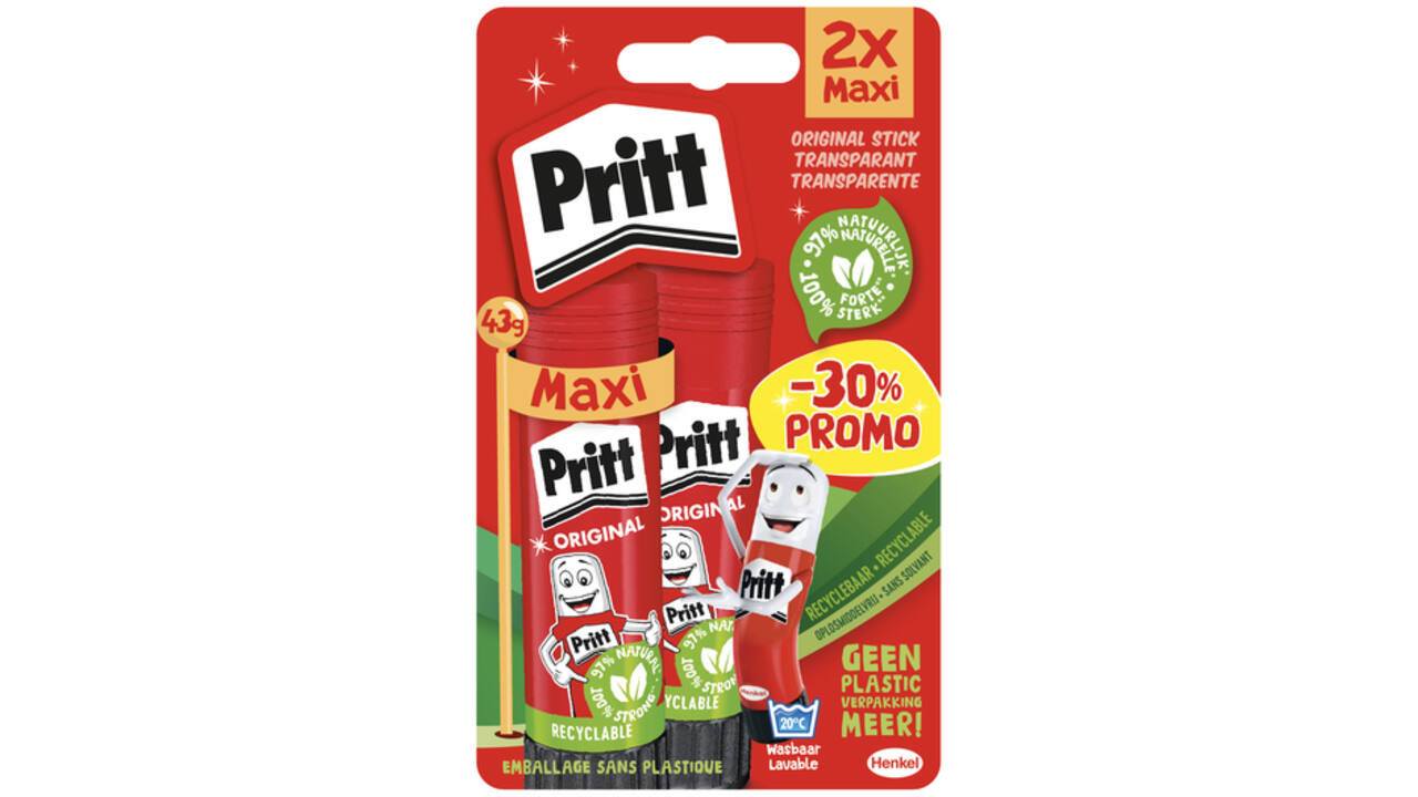 Lijmstift Pritt Stick Original 43gr blister à 2 stuks Promo
