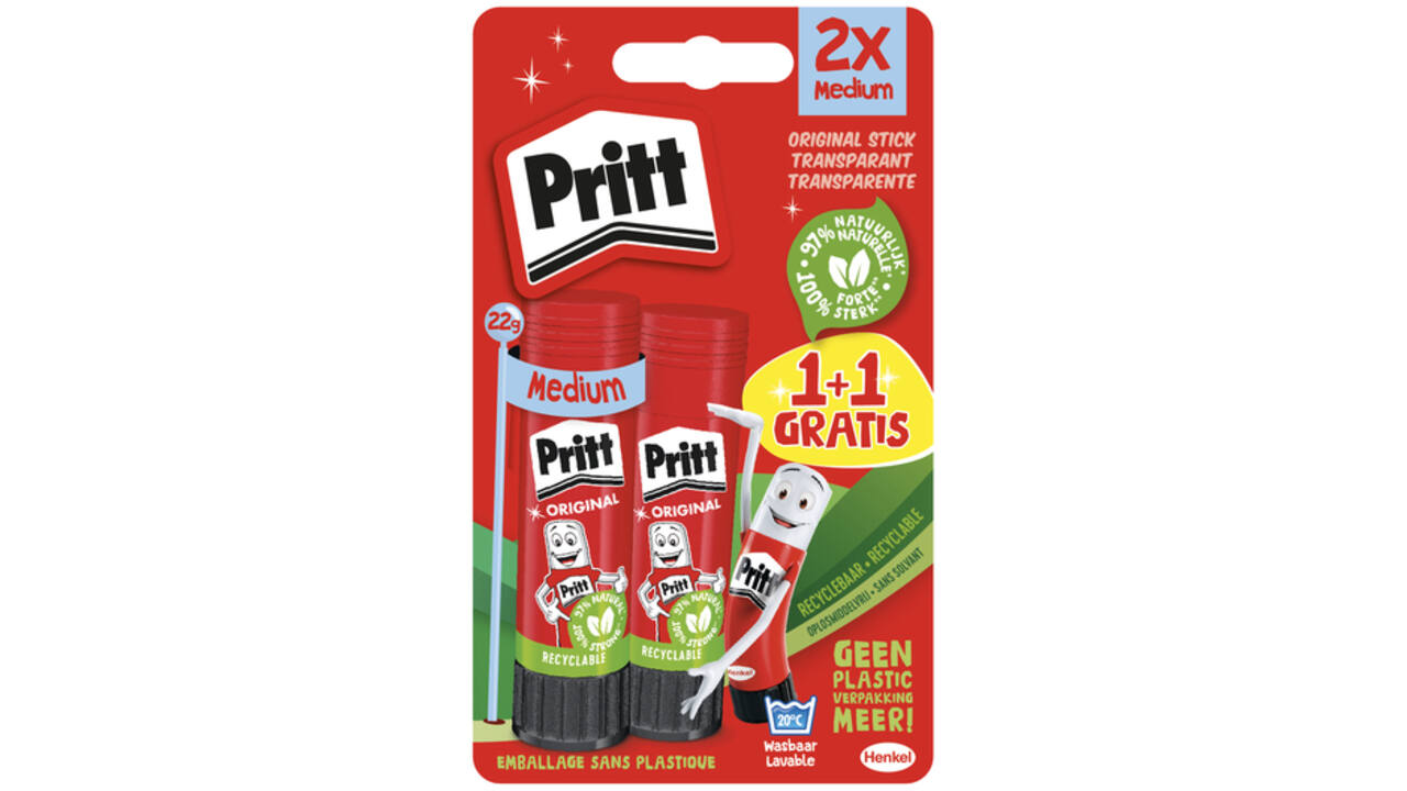 Lijmstift Pritt Stick Original 22gr blister à 1 + 1 stuk gratis Promo