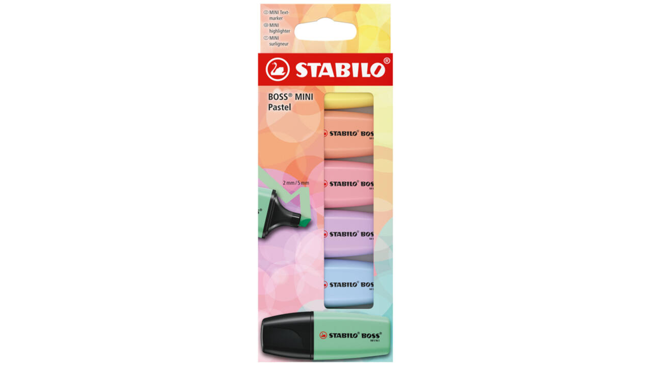 Markeerstift STABILO BOSS mini pastel assorti 6 stuks