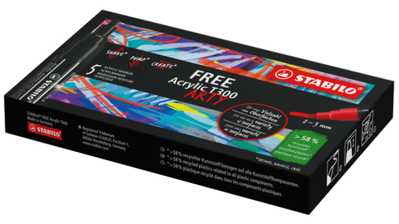 Acrylmarker STABILO Free Acrylic T300 zwart