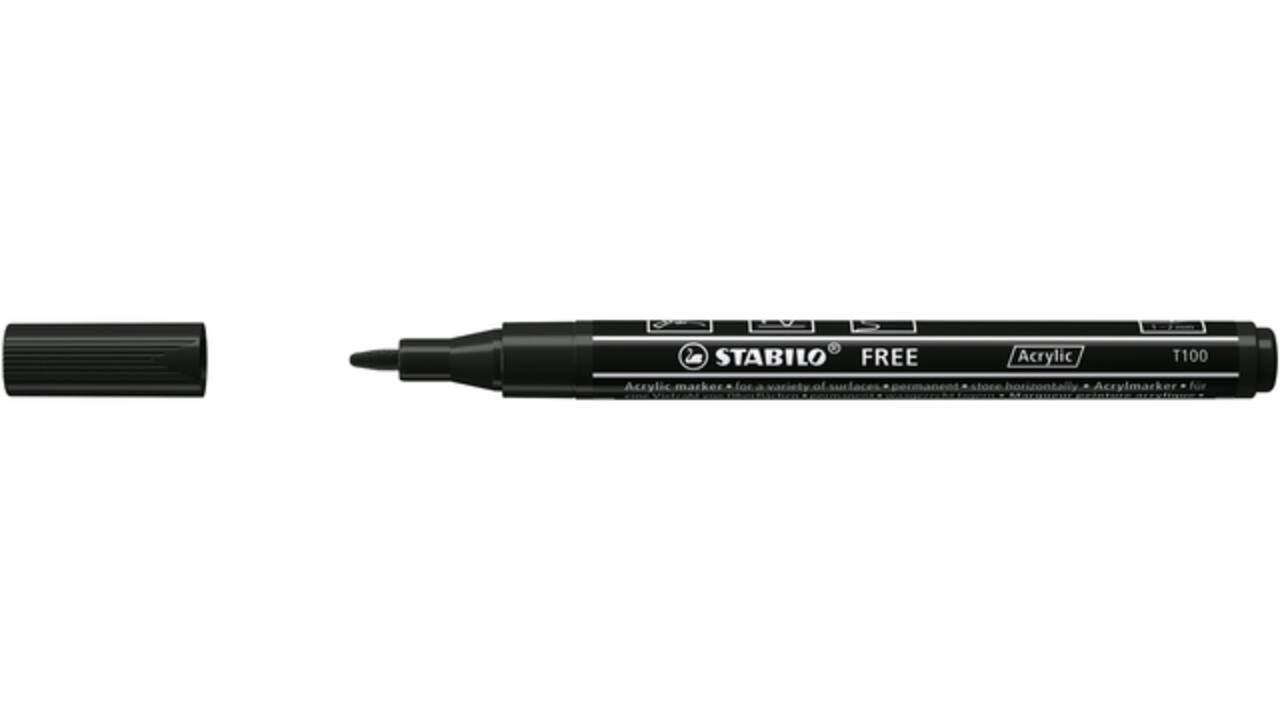 Acrylmarker STABILO Free Acrylic T100 zwart