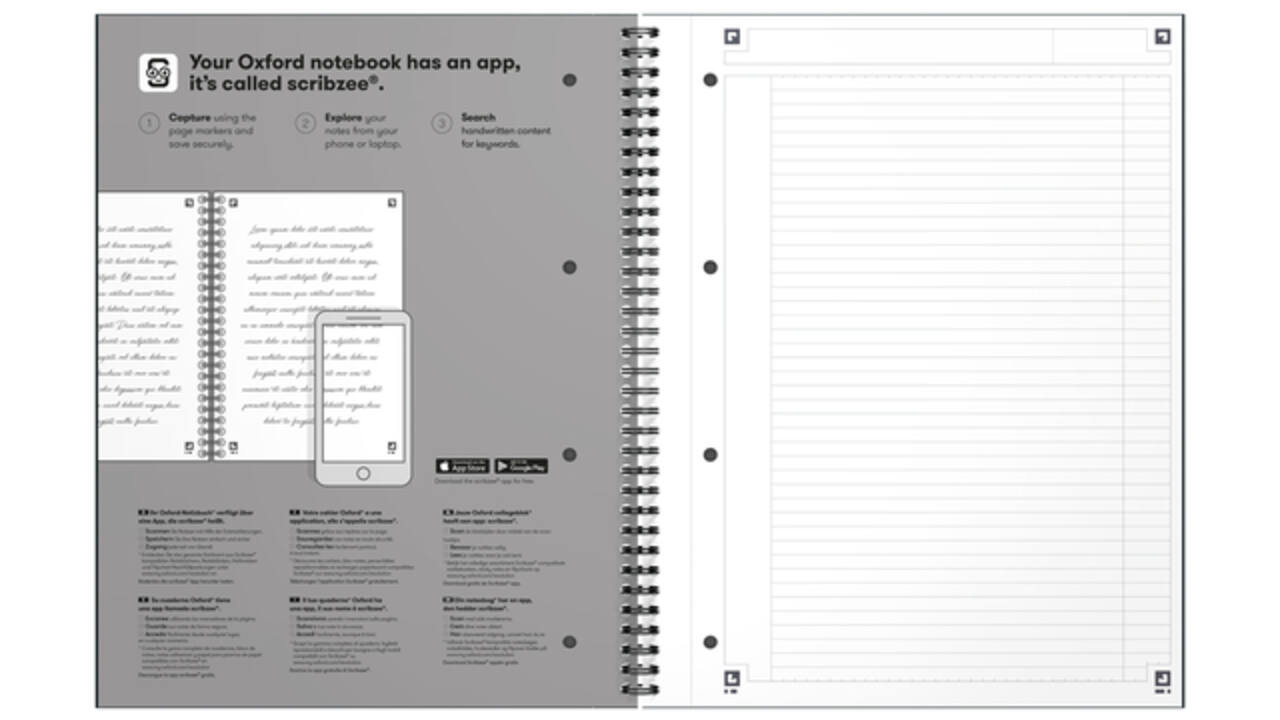 Spiraalblok Oxford International Notebook A4+ lijn zwart