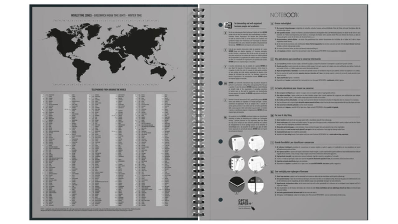 Spiraalblok Oxford International Notebook A4+ lijn rood